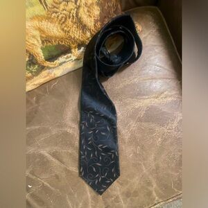 Lanvin 100% Silk Neck Tie Black/Gold Made in France EUC